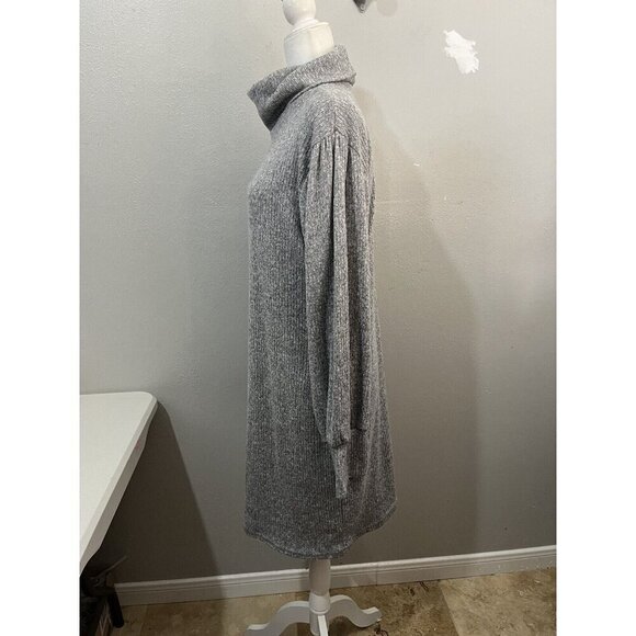 J For Justify Sweater Dress Cowl Neck Ribbed Puff Sleeve Gray Size XL - Picture 4 of 12